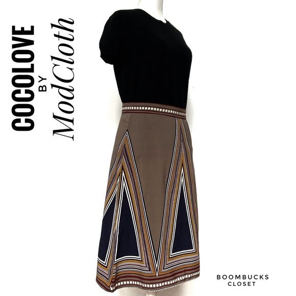 Mod Cloth Coco Love Geometrical Retro Printed Skirt - Picture 4 of 10